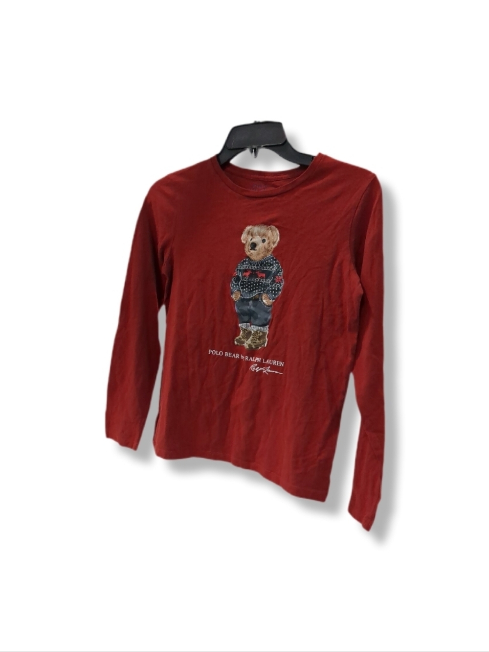 Polo by Ralph Lauren Red Kids Long-Sleeve Tee with Polo Bear